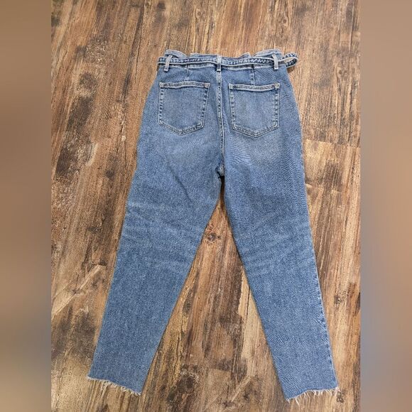 Hollister Ultra High Rise Mom Jeans Vintage Stretch Paper Bag Belted Raw Hem - Picture 7 of 7